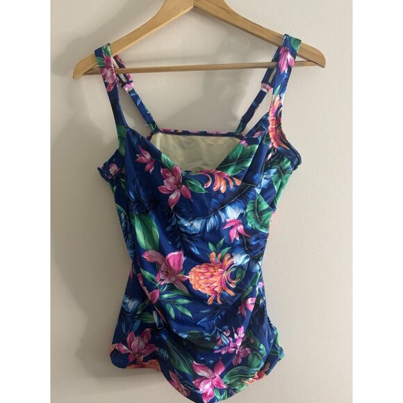 Miraclesuit x Talbots Sanibel Tankini Tropical Floral Women's Size 12 TOP - Picture 1 of 7